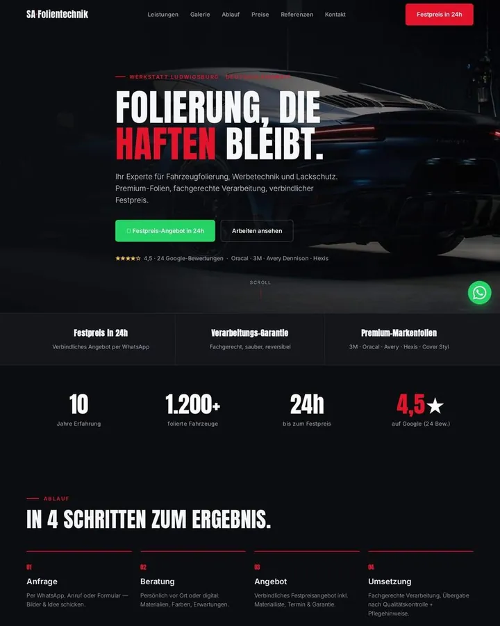 Referenz: Website von S.A. Folientechnik